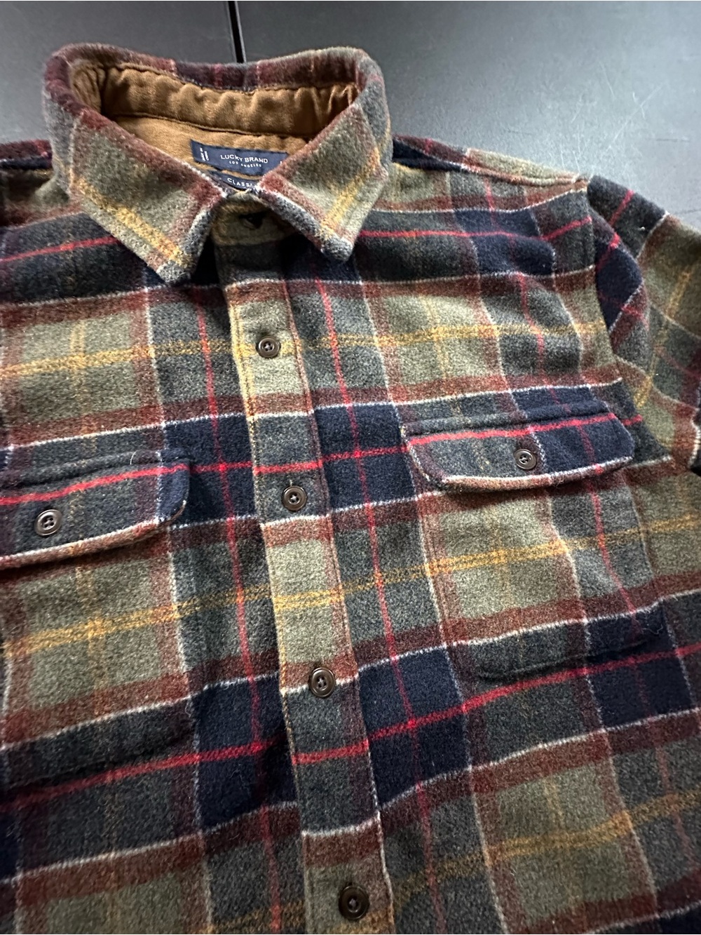 Lucky Brand Olive & Black Plaid Wool-Blend Shirt Jacket - Picture 4 of 6